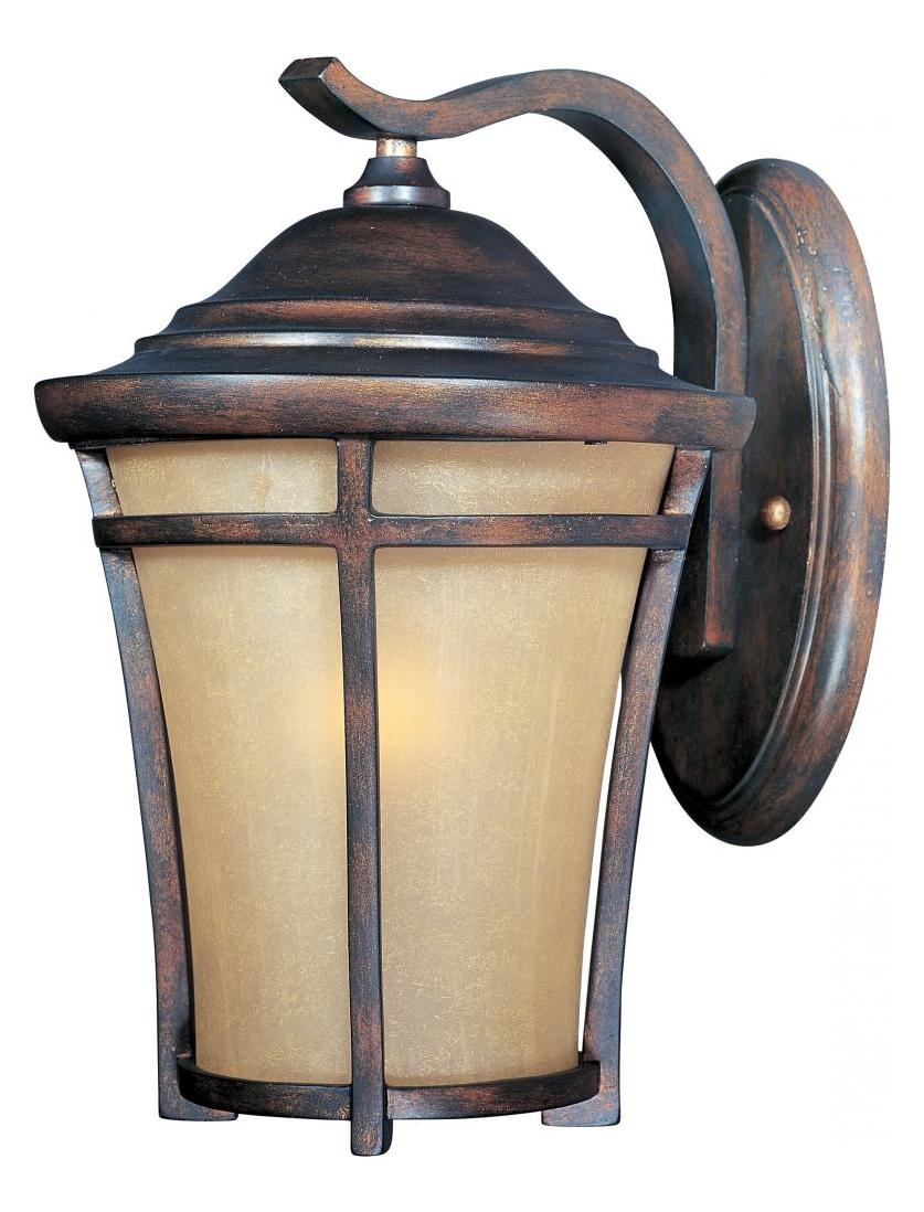 One Light Copper Oxide Golden Frost Glass Wall Lantern by Maxim