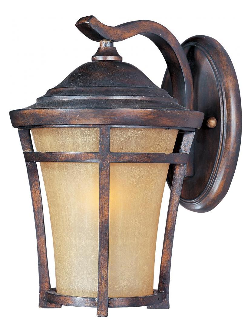One Light Copper Oxide Golden Frost Glass Wall Lantern by Maxim