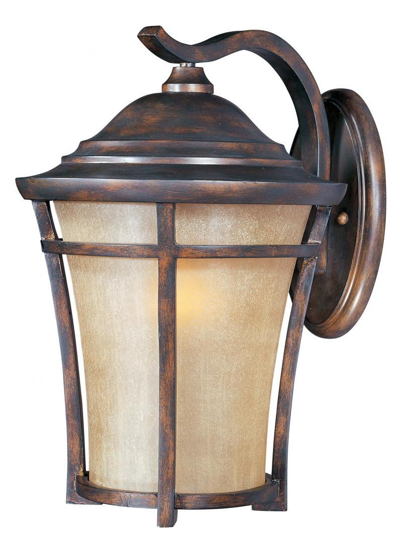 One Light Copper Oxide Golden Frost Glass Wall Lantern by Maxim