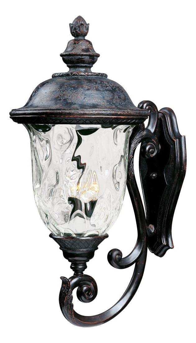 Three Light Oriental Bronze Water Glass Glass Wall Lantern by Maxim