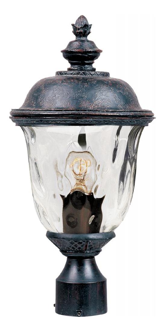 One Light Oriental Bronze Water Glass Glass Post Light by Maxim
