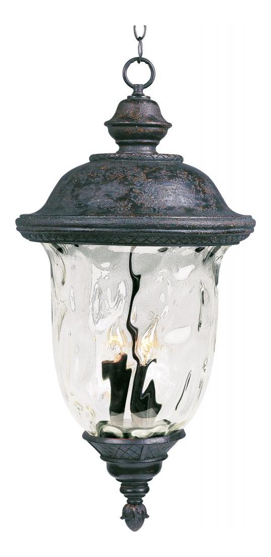 Three Light Oriental Bronze Water Glass Glass Hanging Lantern by Maxim