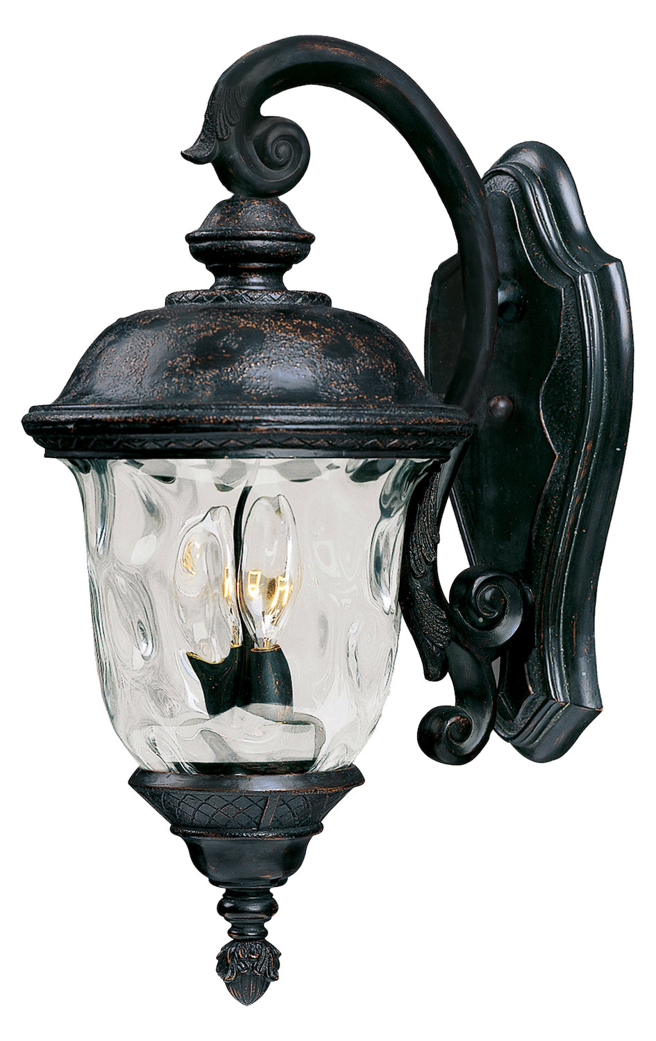 Two Light Oriental Bronze Water Glass Glass Wall Lantern by Maxim