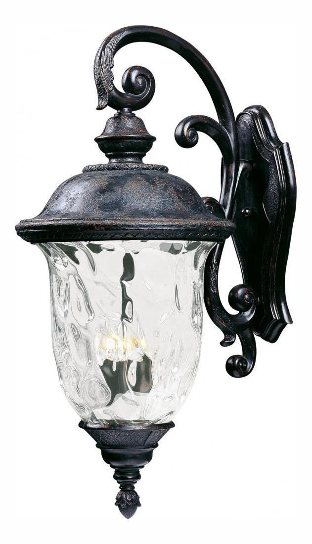Three Light Oriental Bronze Water Glass Glass Wall Lantern by Maxim