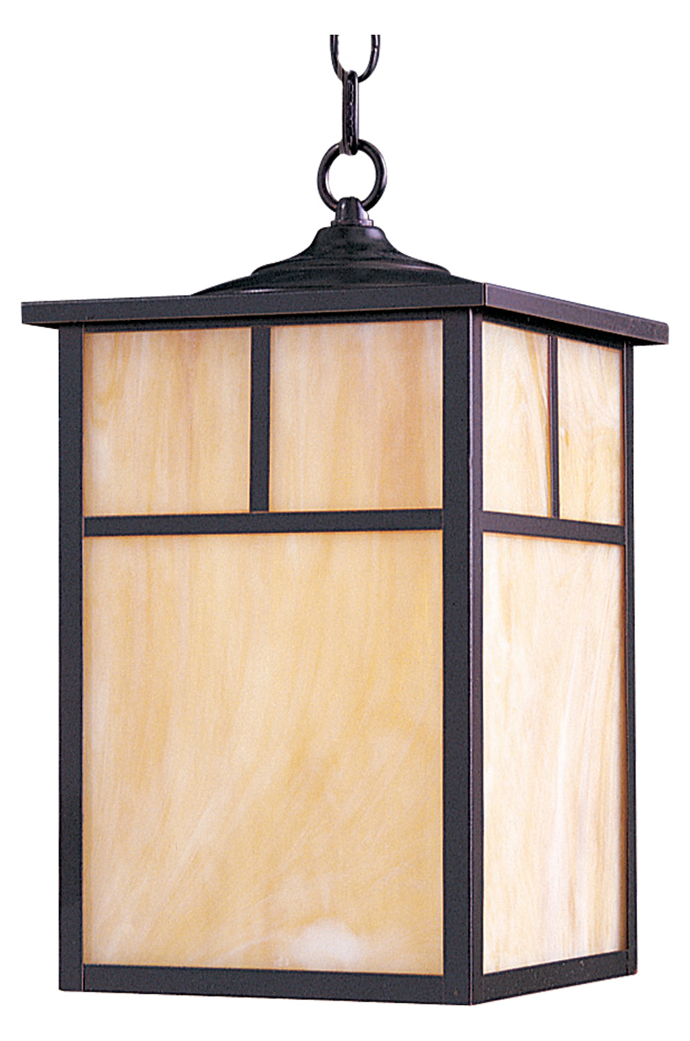 One Light Burnished Honey Glass Hanging Lantern by Maxim