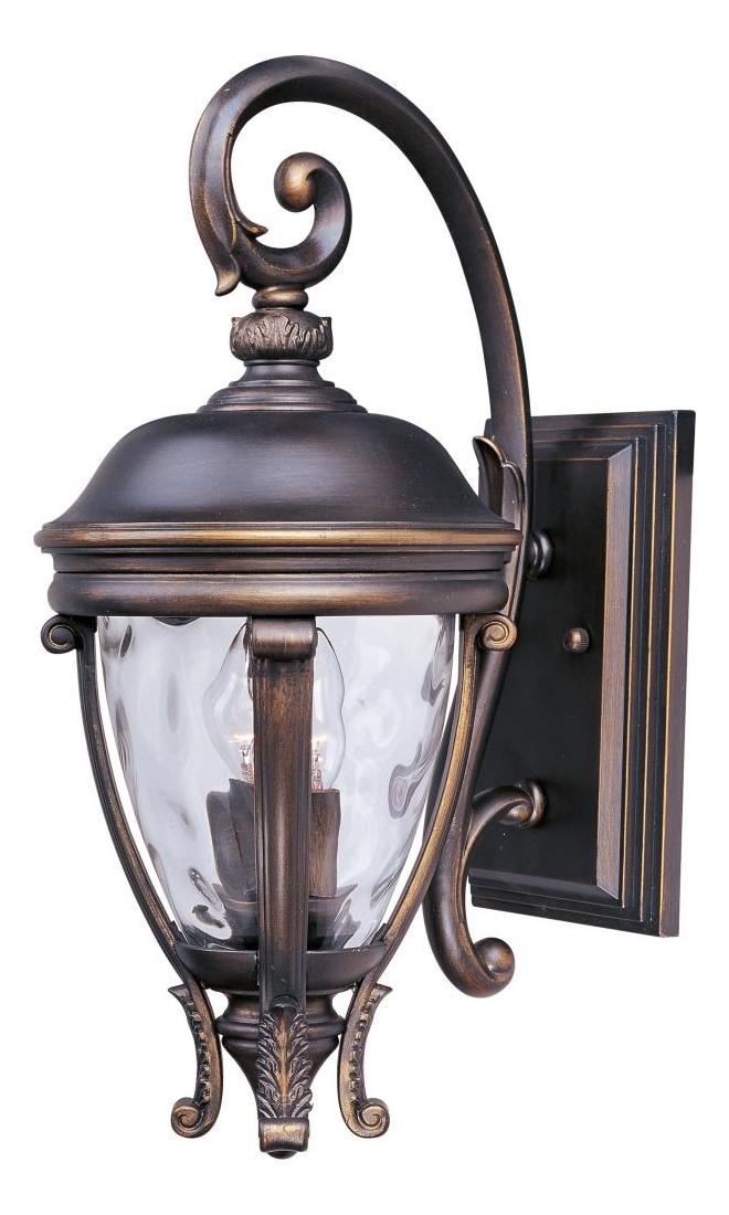 Two Light Golden Bronze Water Glass Glass Wall Lantern by Maxim