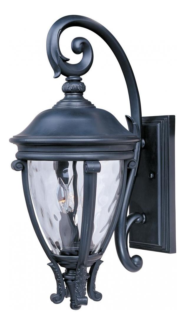 Three Light Black Water Glass Glass Wall Lantern by Maxim