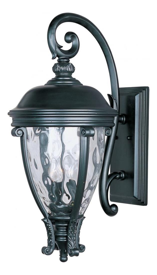 Three Light Black Water Glass Glass Wall Lantern by Maxim