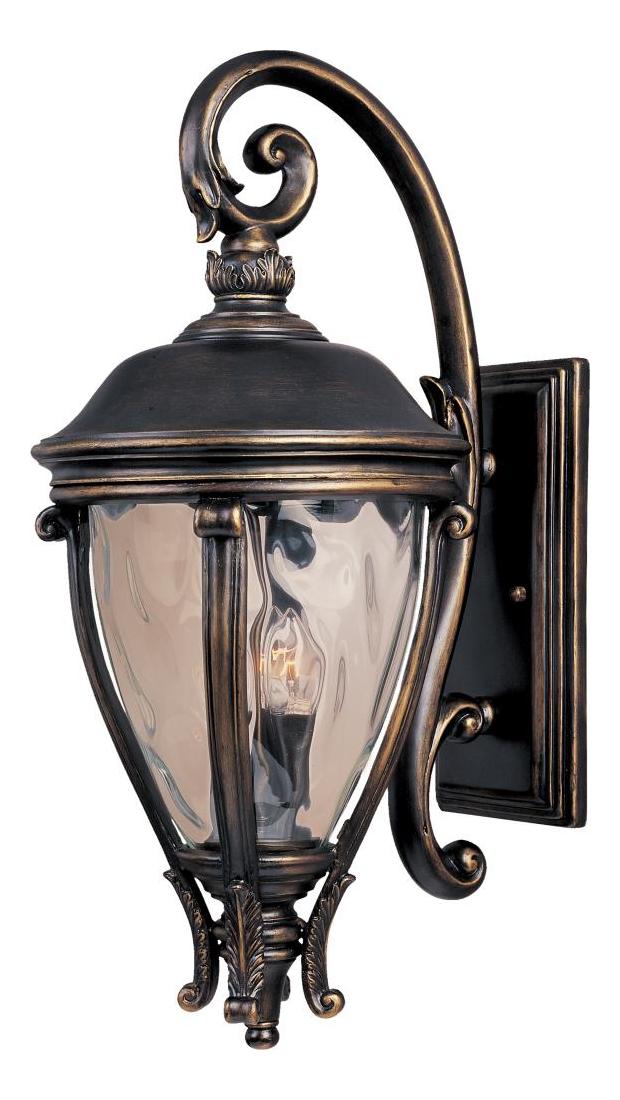 Three Light Golden Bronze Water Glass Glass Wall Lantern by Maxim
