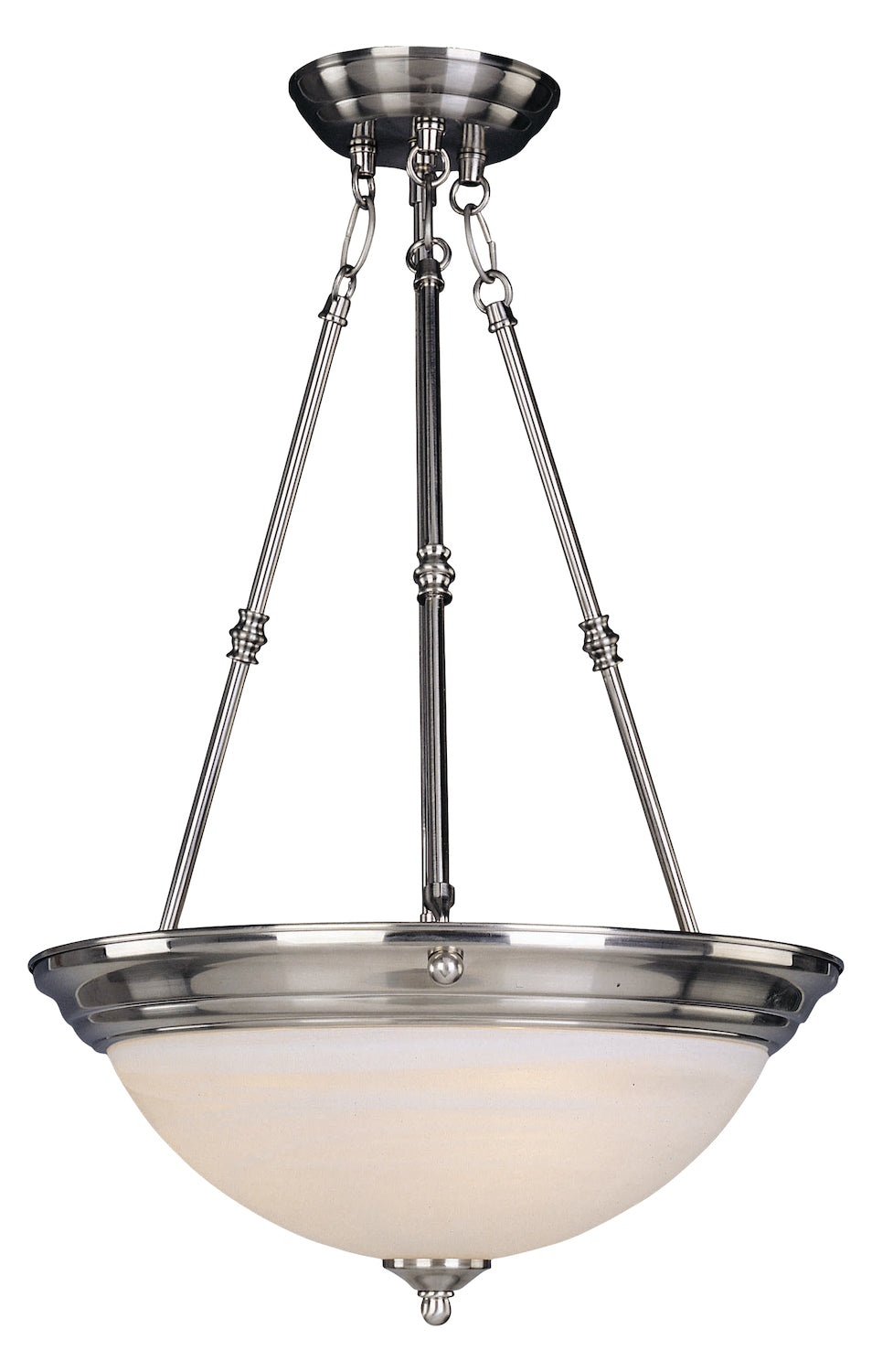 Three Light Satin Nickel Marble Glass Up Pendant by Maxim