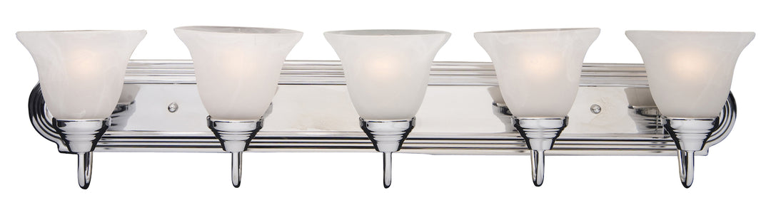Five Light Polished Chrome Marble Glass Vanity by Maxim