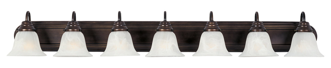 Seven Light Oil Rubbed Bronze Marble Glass Vanity by Maxim