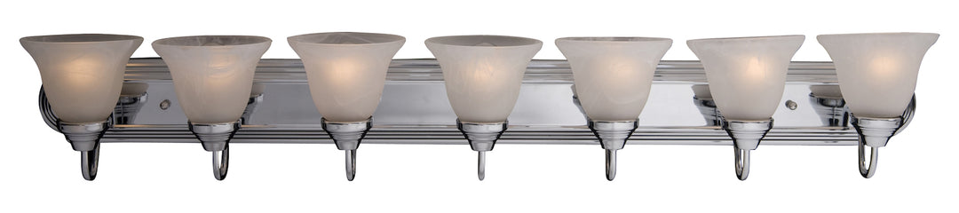 Seven Light Polished Chrome Marble Glass Vanity by Maxim