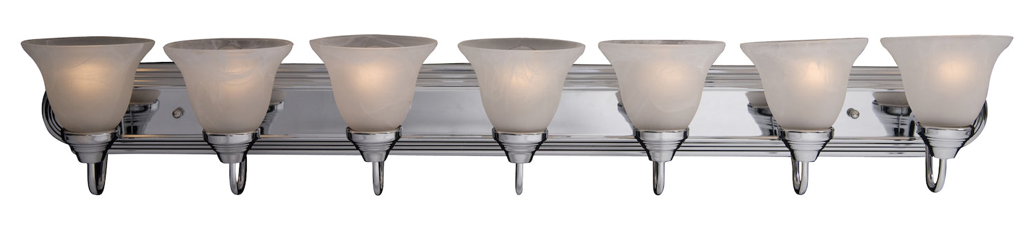 Seven Light Polished Chrome Marble Glass Vanity by Maxim