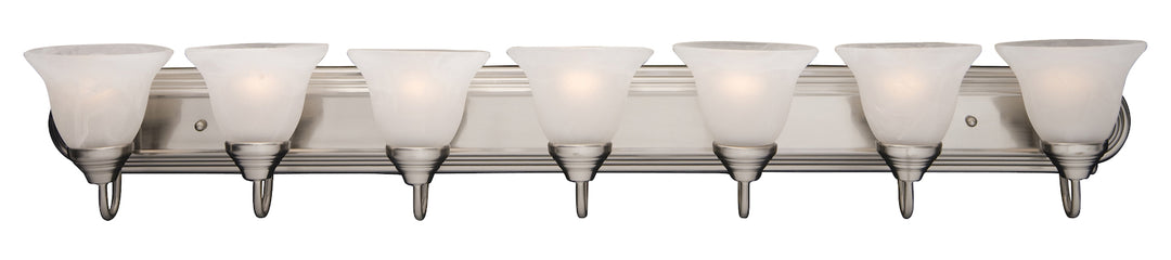 Seven Light Satin Nickel Marble Glass Vanity by Maxim