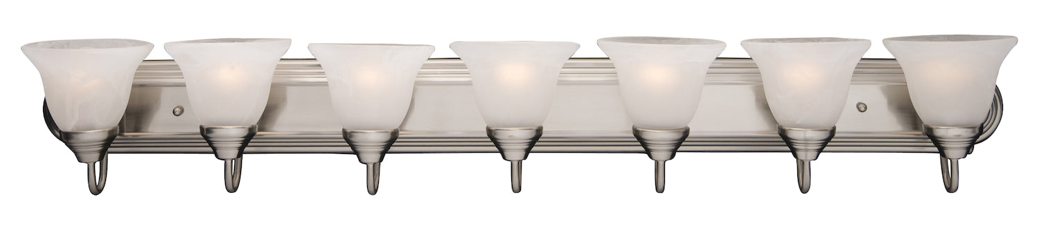 Seven Light Satin Nickel Marble Glass Vanity by Maxim