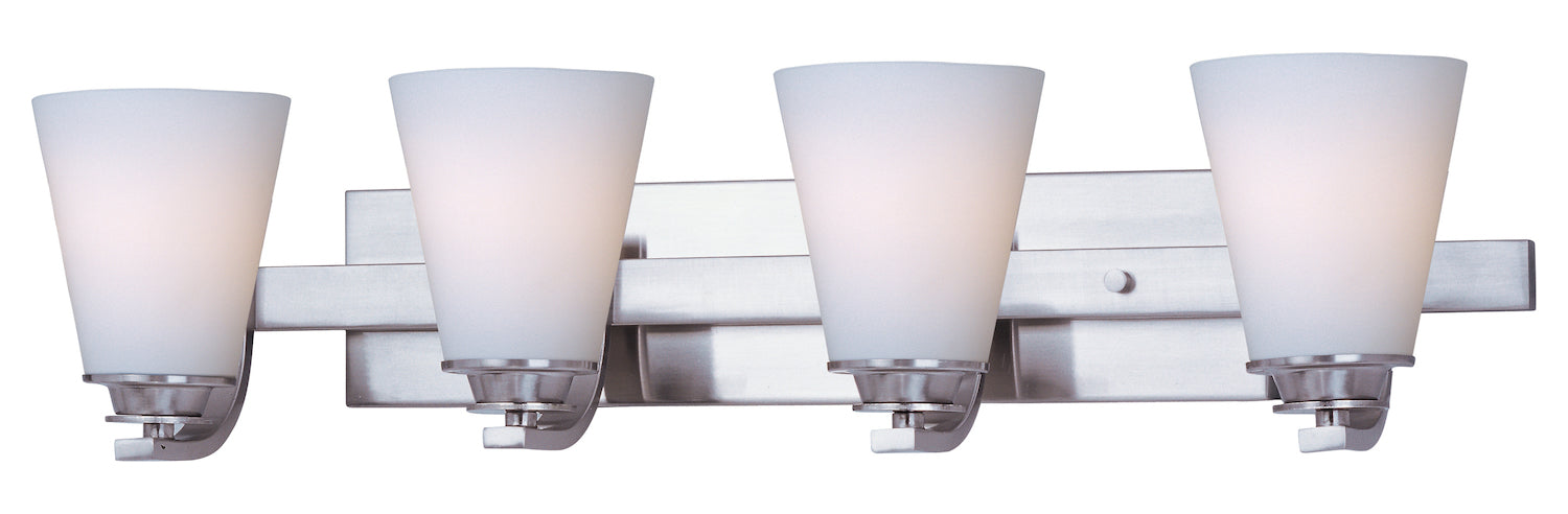 Four Light Satin Nickel Satin White Glass Vanity by Maxim