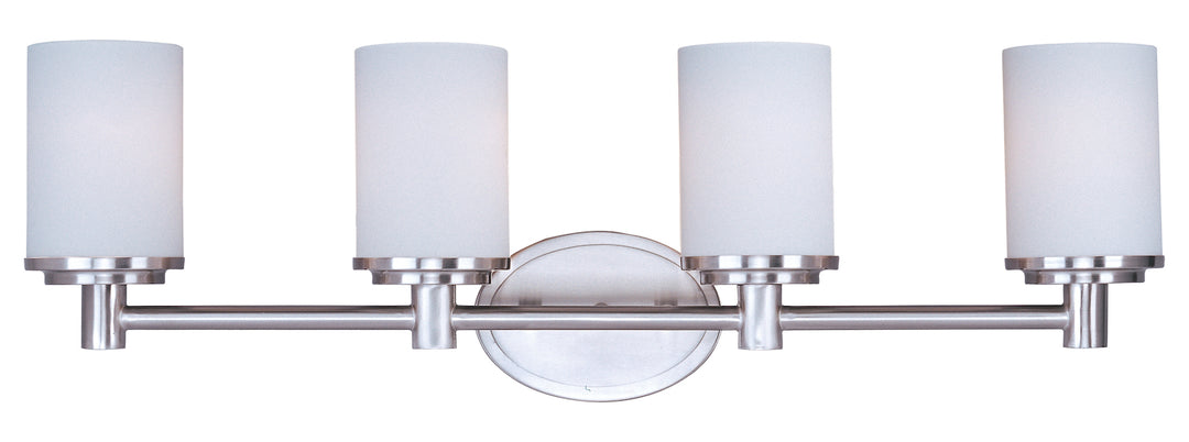 Four Light Satin Nickel Satin White Glass Vanity by Maxim