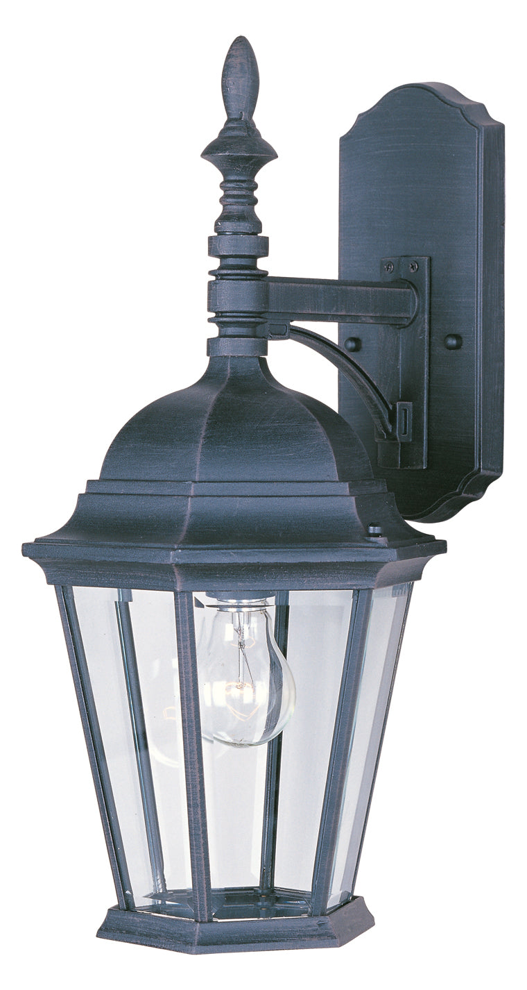 One Light Black Clear Glass Wall Lantern (Min-4) by Maxim