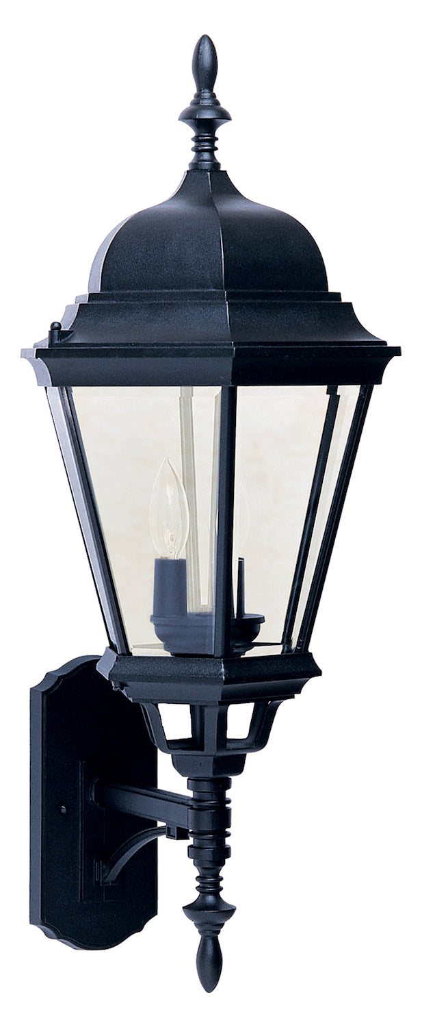 Three Light Black Clear Glass Wall Lantern (Min-2) by Maxim