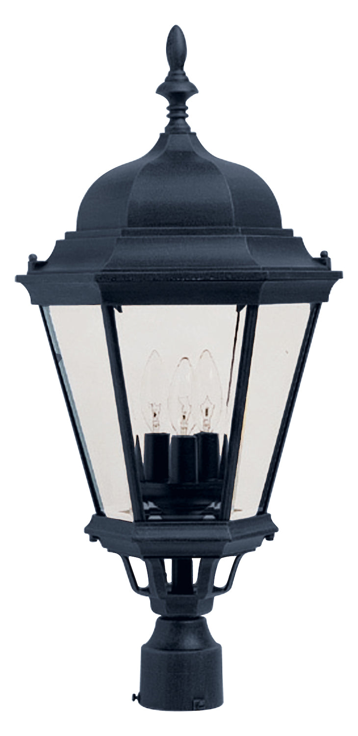 Three Light Black Clear Glass Post Light (Min-2) by Maxim