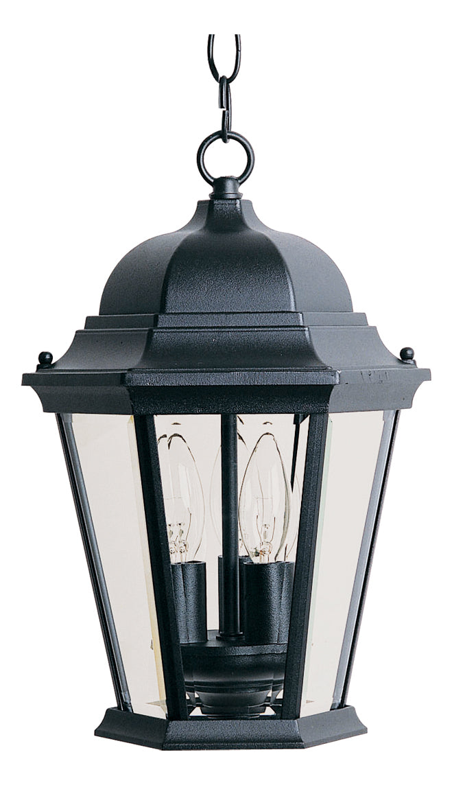 Three Light Black Clear Glass Hanging Lantern (Min-4) by Maxim