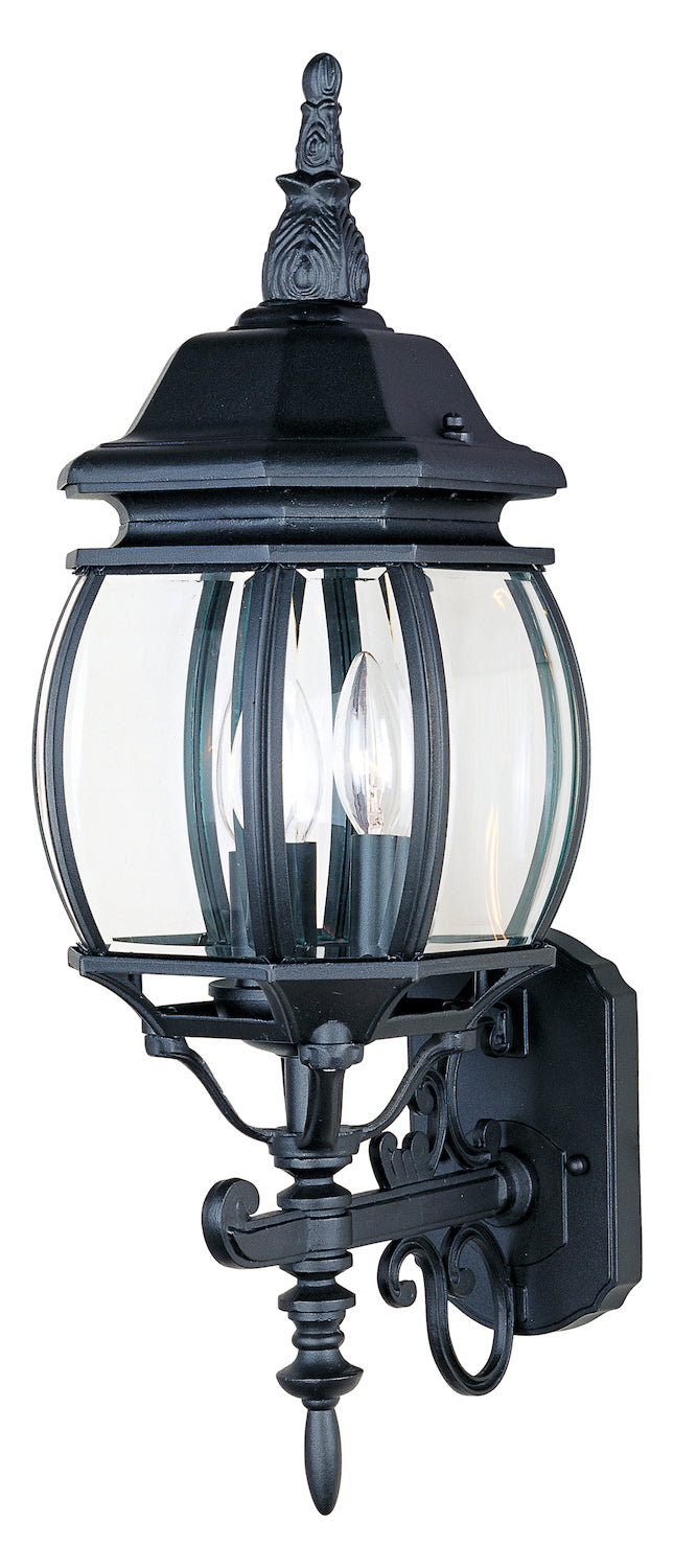 Three Light Black Clear Glass Wall Lantern (Min-4) by Maxim