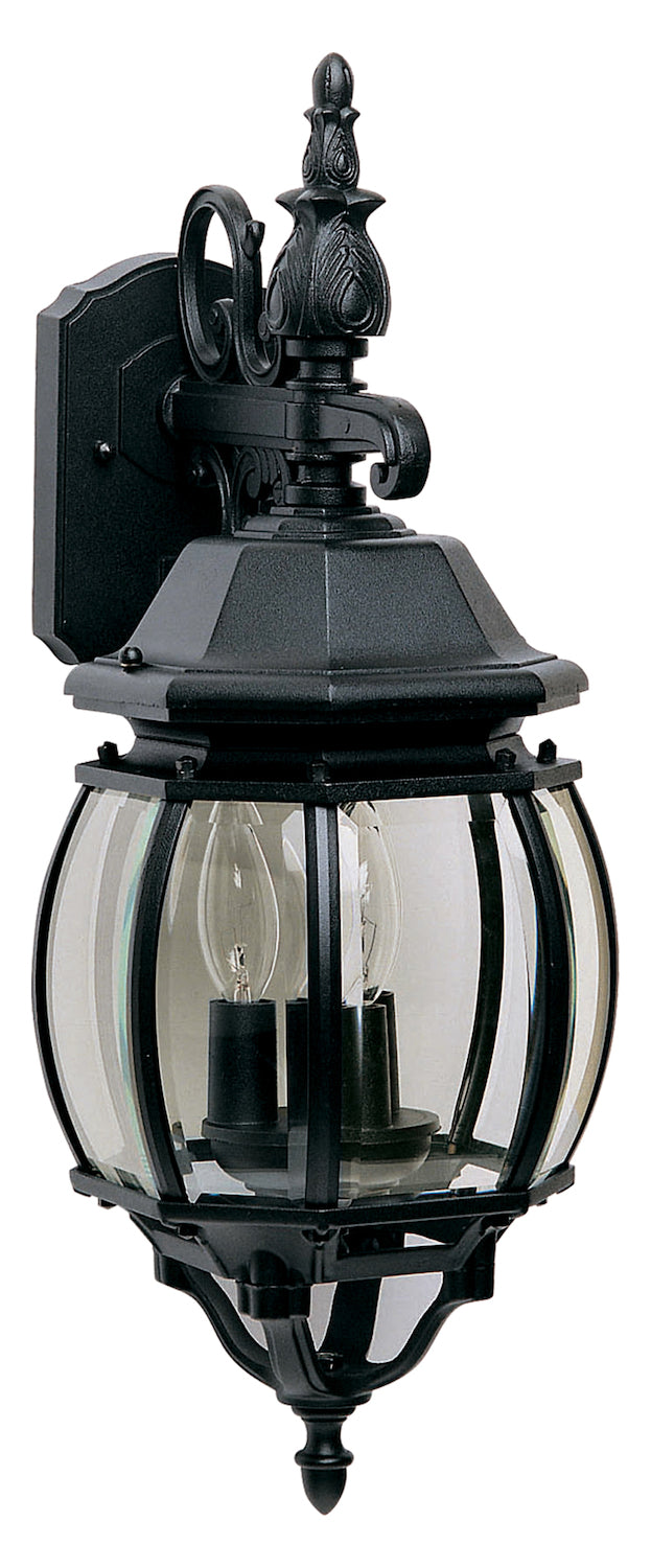 Three Light Black Clear Glass Wall Lantern (Min-4) by Maxim