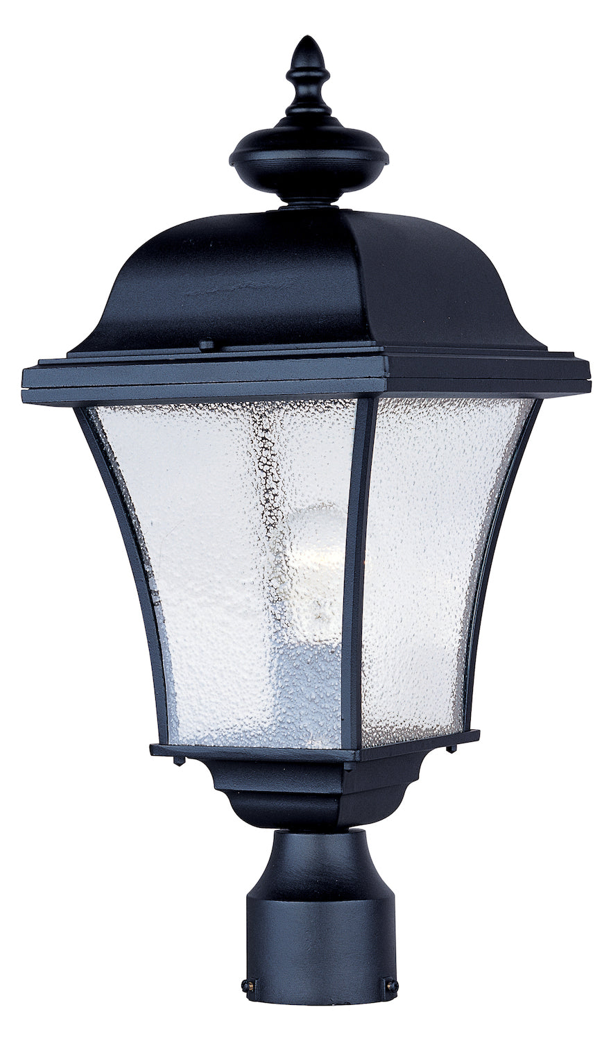One Light Black Seedy Glass Post Light (Min-4) by Maxim