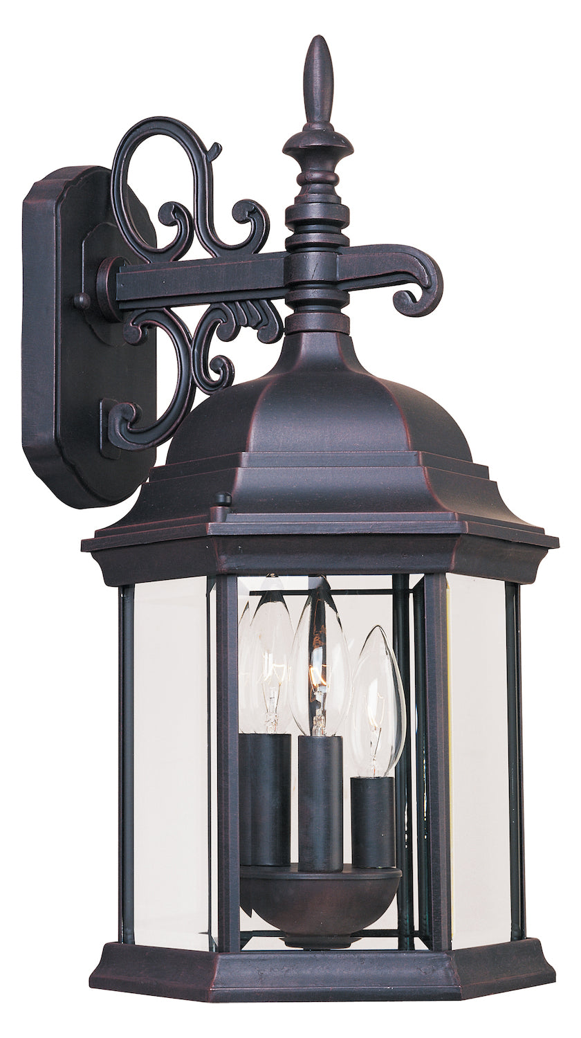 Three Light Empire Bronze Clear Glass Wall Lantern (Min-4) by Maxim