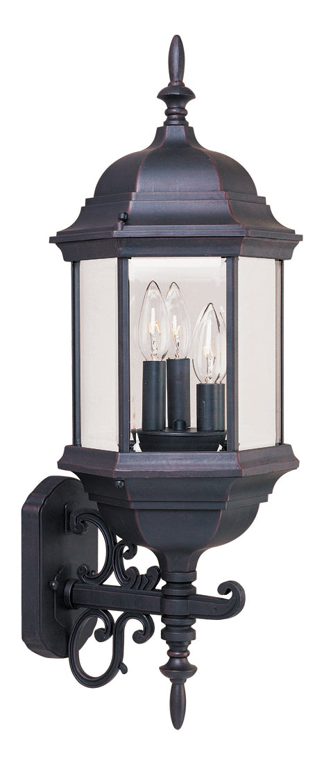 Three Light Empire Bronze Clear Glass Wall Lantern (Min-4) by Maxim
