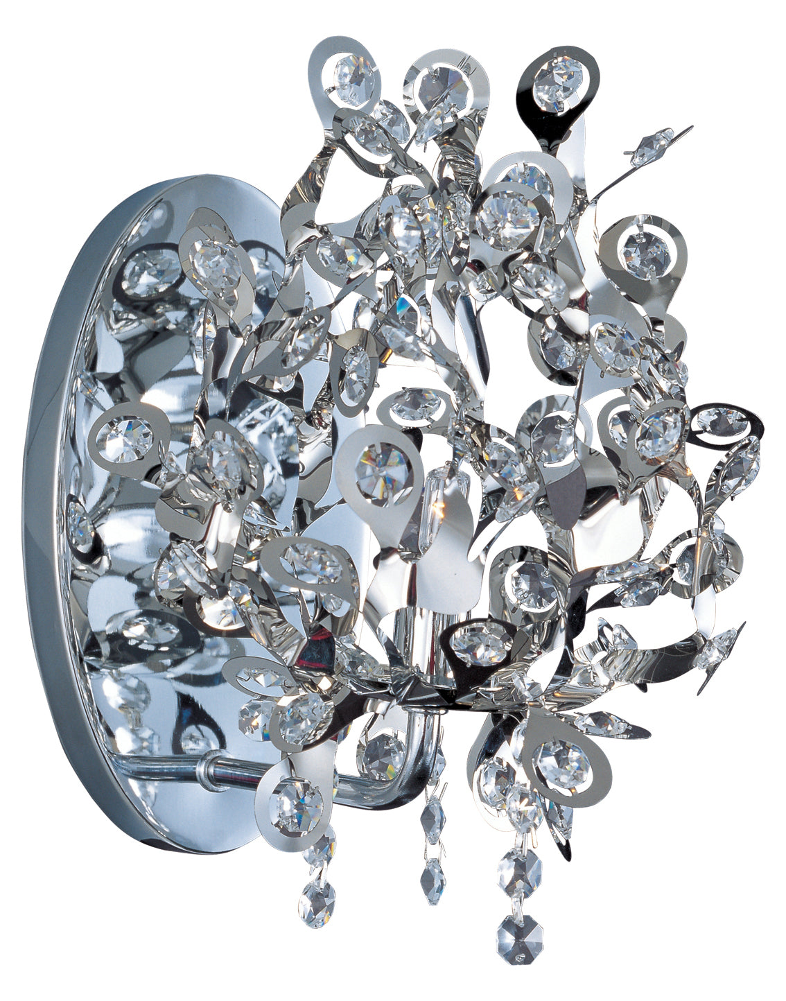 One Light Polished Chrome Beveled Crystal Glass Wall Light (Min-12) by Maxim