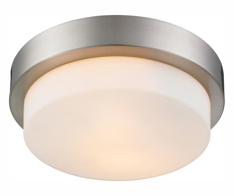 Chrome 2 Light 11In Wide Flush Mount Ceiling Fixture With White Shade by Golden