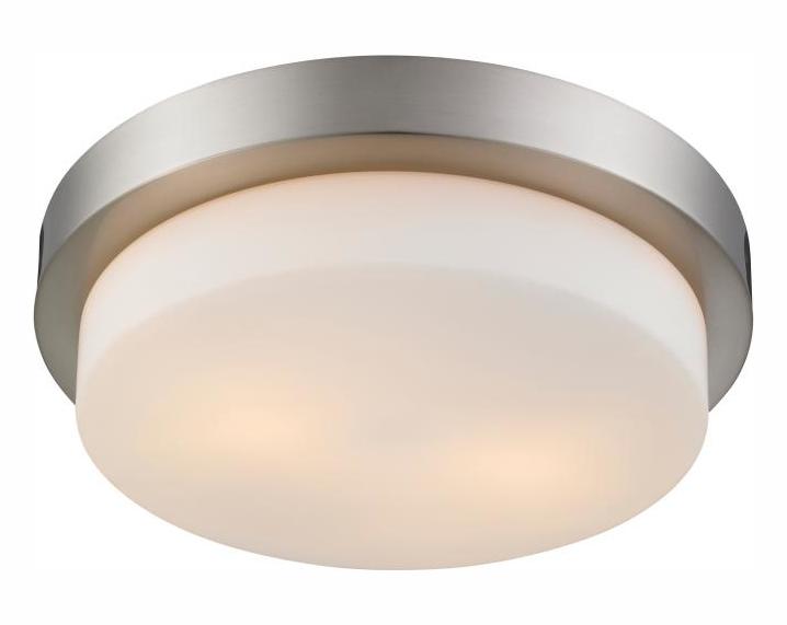 Chrome 2 Light 13In Wide Flush Mount Ceiling Fixture With White Shade by Golden