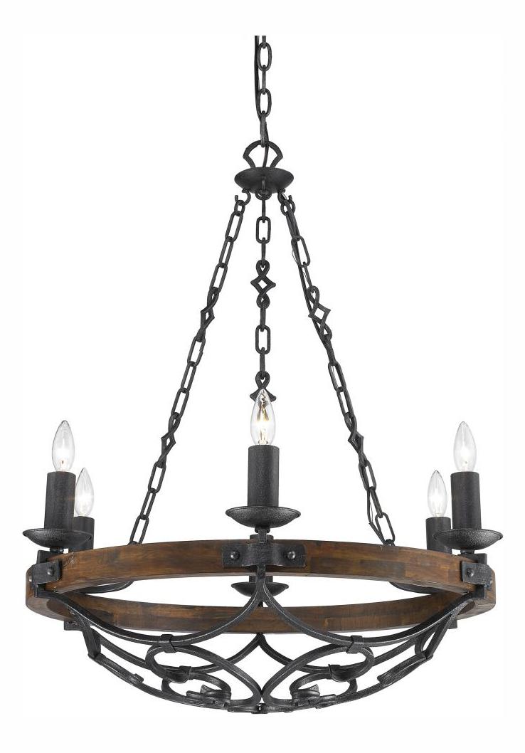 Black Iron  6 Light Candle Style Chandelier by Golden