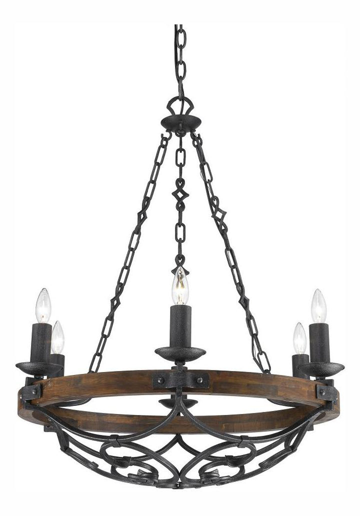 Black Iron  6 Light Candle Style Chandelier by Golden