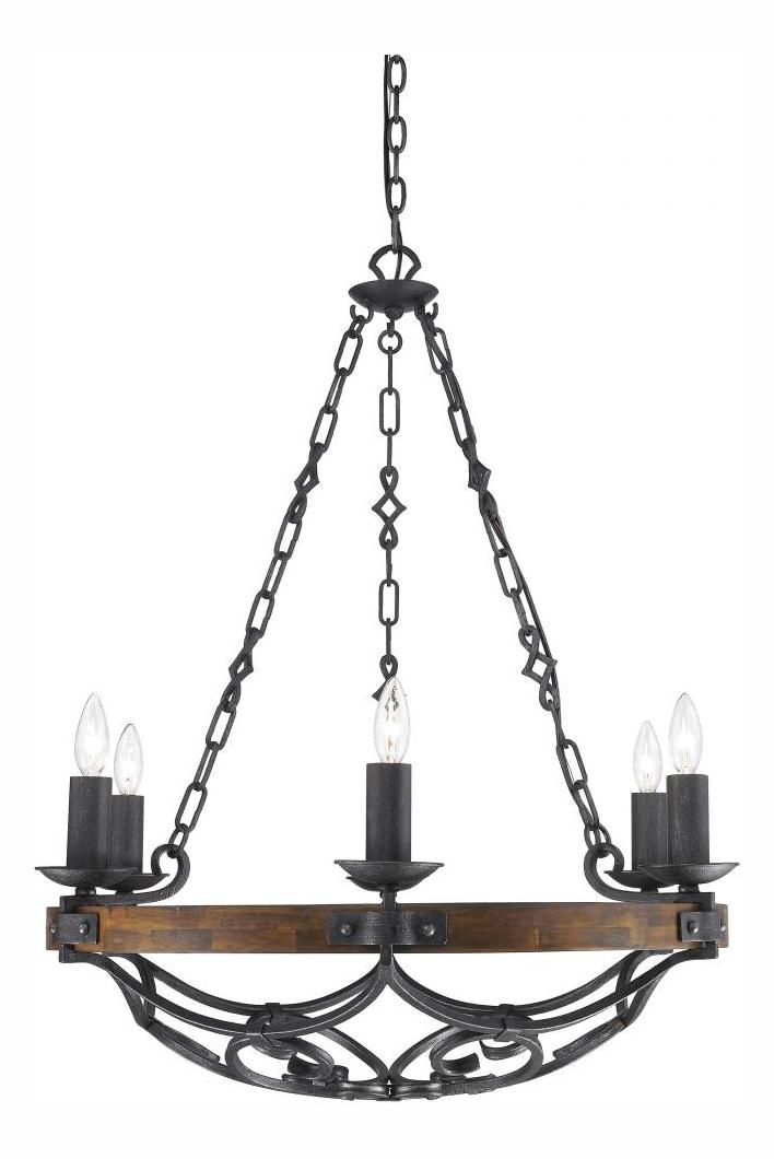 Black Iron  6 Light Candle Style Chandelier