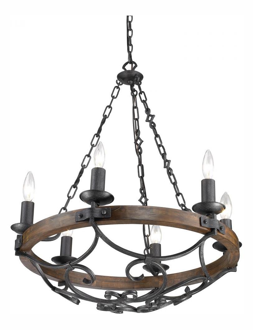 Black Iron  6 Light Candle Style Chandelier