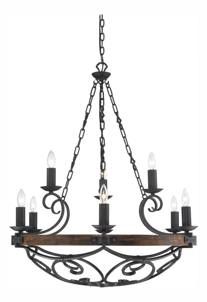 Black Iron  9 Light Chandelier by Golden