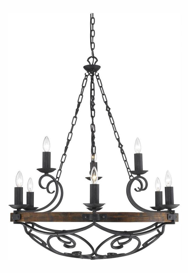 Black Iron  9 Light Chandelier by Golden