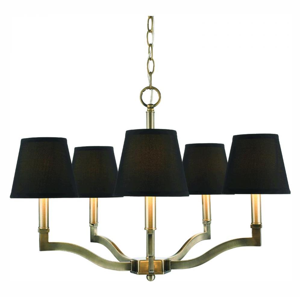 Silken Parchment Shade  5 Light Single Tier Chandelier by Golden