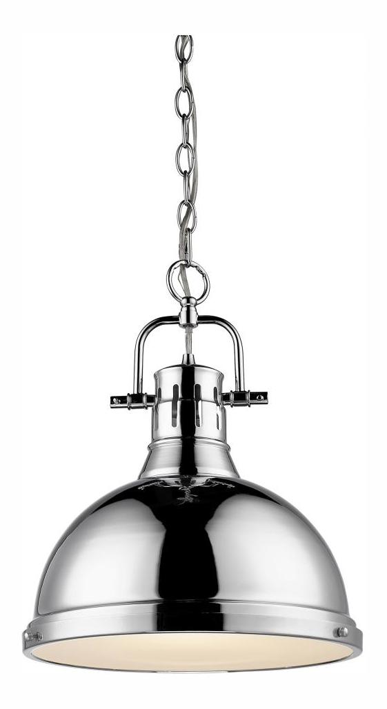 Chrome  1 Light Industrial Pendant with Chrome Shade