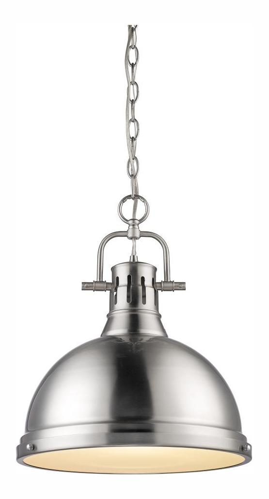 Pewter  1 Light Industrial Pendant with Pewter Shade
