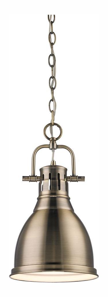 Aged Brass  1 Light Mini Pendant with Brass Shade
