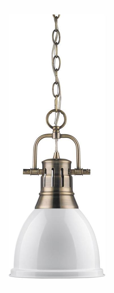 Aged Brass  1 Light Mini Pendant with White Shade