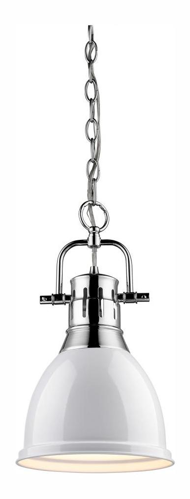 Aged Brass  1 Light Mini Pendant With White Shade by Golden