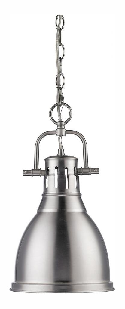 Pewter  1 Light Mini Pendant with Pewter Shade by Golden