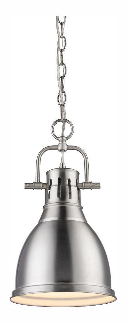Pewter  1 Light Mini Pendant with Pewter Shade
