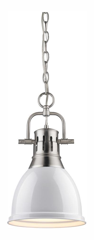 Aged Brass  1 Light Mini Pendant With White Shade by Golden