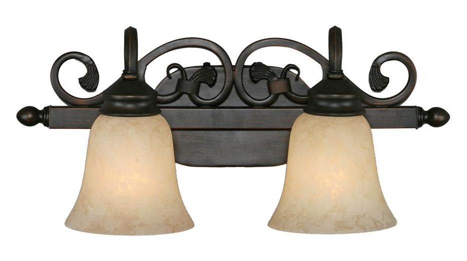 Rubbed Bronze Two Light Bathroom Fixture by Golden